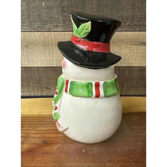 Festive Snowman Treat Jar Cookie Jar David’s Cookies Christmas 9” - Picture 5 of 8